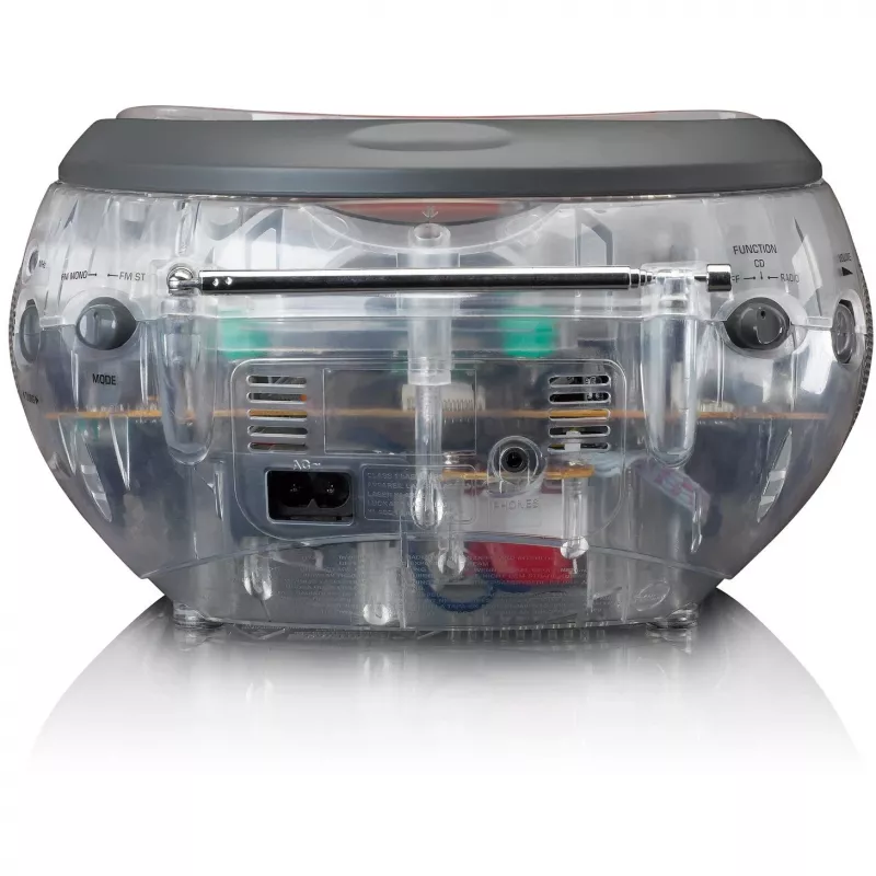 Rádio portátil com leitor de CD Lenco SCD-24TR — FM, saída de 4W, LCD, antena telescópica, alimentação por rede/pilhas, 6 pilhas C