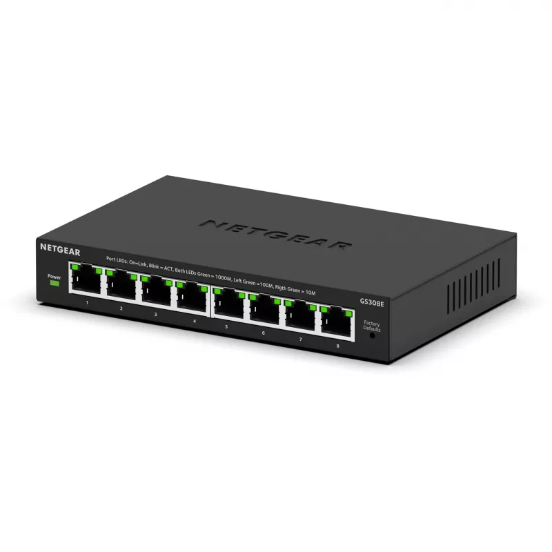 NETGEAR GS308E Switch gerido L2/L3 Gigabit Ethernet (10/100/1000) preto