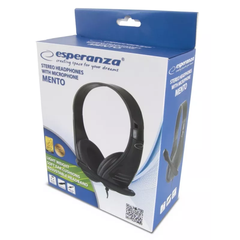 Auscultadores/headset Esperanza EH209K com arco preto