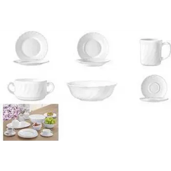 Prato de sopa Esmeyer Trianon fundo 225 mm branco vidro — pack de 6 unid., apto para máquina de lavar loiça