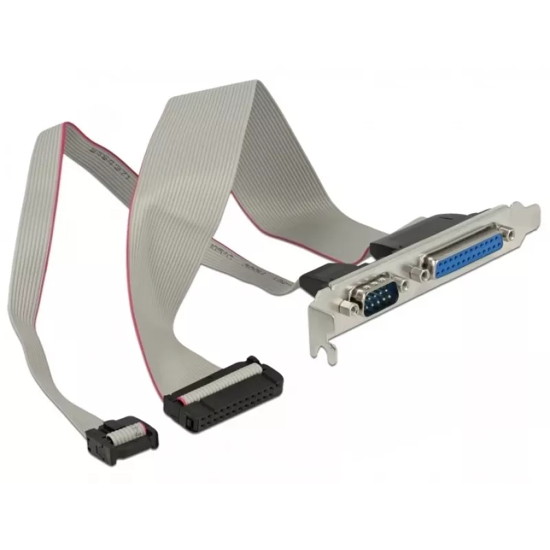 Delock 85644 Suporte de slot, 1x paralelo DB25 + 1x série DB9 para IDC, pinagem rodada