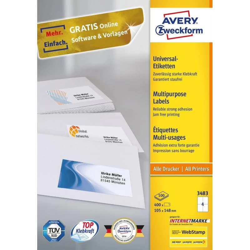 Etiqueta autoadesiva retangular Avery 3483