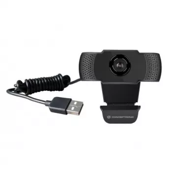 Webcam Conceptronic AMDIS 1080P Full-HD com microfone, 2 MP, 1920 x 1080 píxeis, Full-HD, 30 fps, H.264, M-JPEG, YUV, 90°