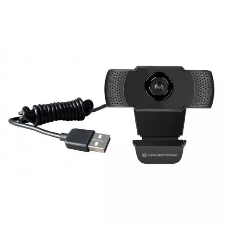 Webcam Conceptronic AMDIS 1080P Full-HD com microfone, 2 MP, 1920 x 1080 píxeis, Full-HD, 30 fps, H.264, M-JPEG, YUV, 90°