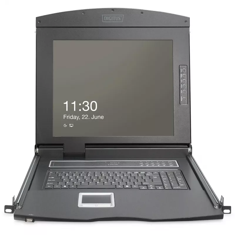 Consola KVM Digitus 19 polegadas HD LCD 16 portas VGA teclado alemão