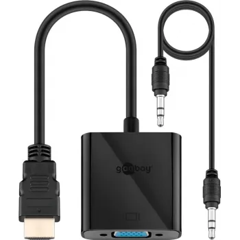 Wentronic Goobay adaptador HDMI / VGA [1x ficha HDMI - 1x conector fêmea VGA, conector fêmea jack 3.5 mm] preto Goobay (68793)