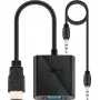 Wentronic Goobay adaptador HDMI / VGA [1x ficha HDMI - 1x conector fêmea VGA, conector fêmea jack 3.5 mm] preto Goobay (68793)