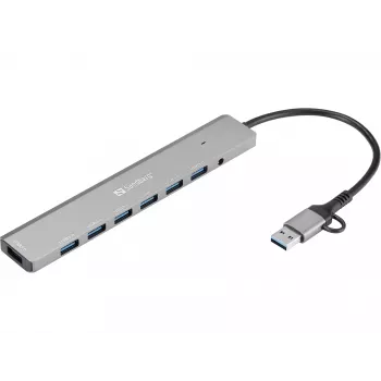Hub USB SANDBERG 136-66 — 7 portas USB 3.0, externo com alimentação