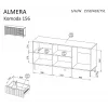 Cómoda cama meble ALMERA 156×42×75 cm, nogueira/caxemira, 3 gavetas, aglomerado