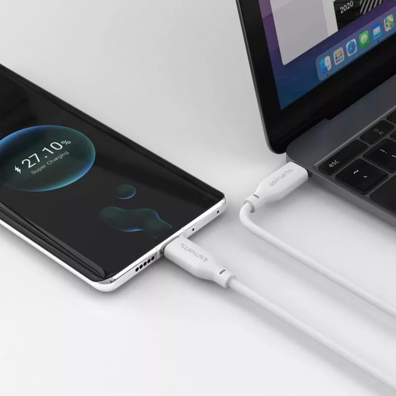 Cabo de silicone USB-C / USB-C 4smarts High Flex 60W 1,5m branco