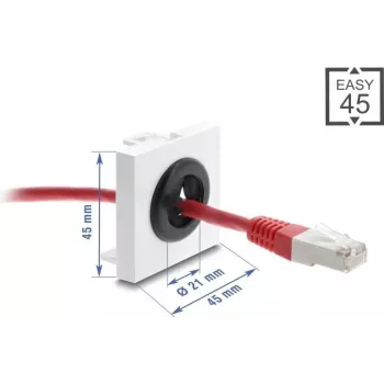 Delock 91074 Easy 45 passa-cabos, redondo, branco/preto