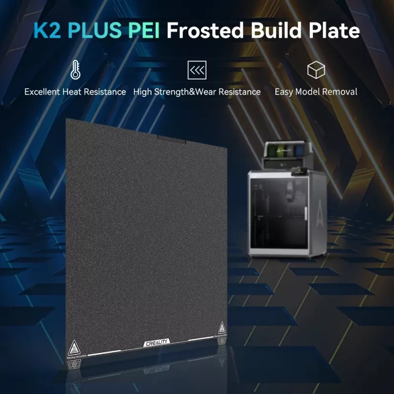 Placa de impressão Creality K2 Plus PEI Frosted 400×400 mm — cama de impressão de substituição