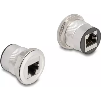 DeLOCK 88190 tomada 2 x RJ-45 preto prateado