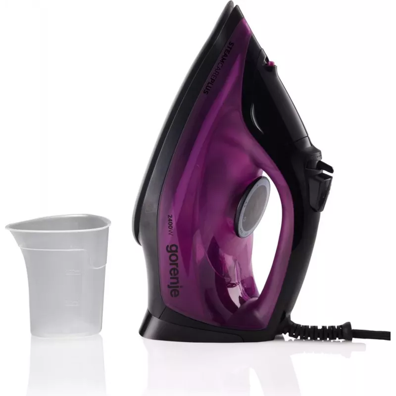 Ferro de engomar a vapor Gorenje SIK2400BKV, 2400 W, capacidade do depósito de água 450 ml, vapor contínuo 40 g/min, desligação automática, Roxo/Preto