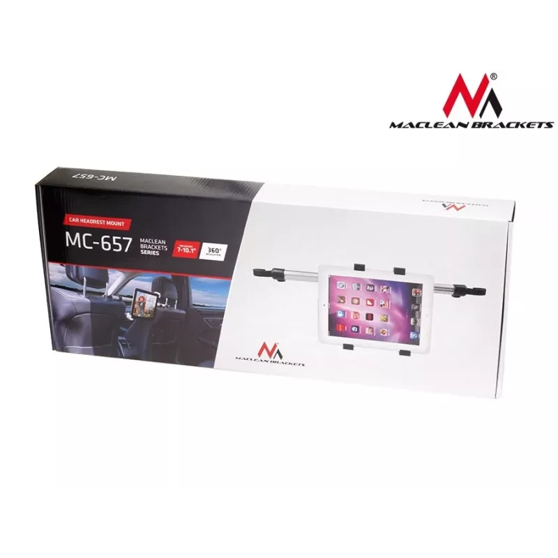 Maclean Brackets MC-657 suporte universal de tablet para encosto de cabeça do carro, 7 - 10.1, rotação ajustável 360°