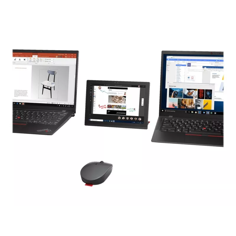 Rato Lenovo Go Multi-Device escritório ambidestro RF Wireless + Bluetooth ótico 2400 DPI