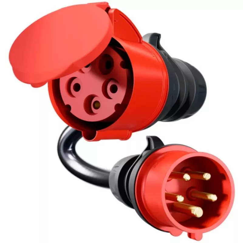 Adaptador para Gemini flex 22 kW CEE vermelho trifásico 32A > CEE vermelho 16A preto 30cm