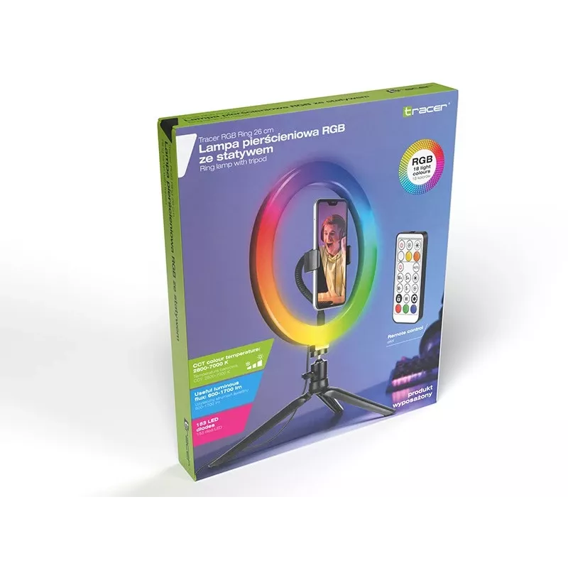 Anel de luz RGB 26 cm com tripé