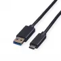 ROLINE - Cabo USB - USB Type-C (M) - USB Type-A de 9 pinos (M) - 50 cm (USB 3.1) - moldado - preto (11.02.9010)