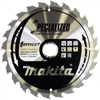 Makita Efficut - Disco de serra circular - para madeira - 235 mm - 24 dentes - para Makita DHS900, DHS900Z, DHS900ZU (E-01915)