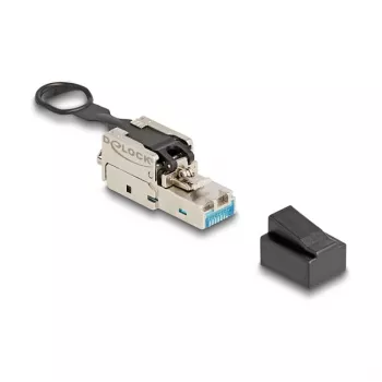 Ficha RJ45 DeLOCK de montagem em campo Cat.6A sem ferramentas prateado ficha