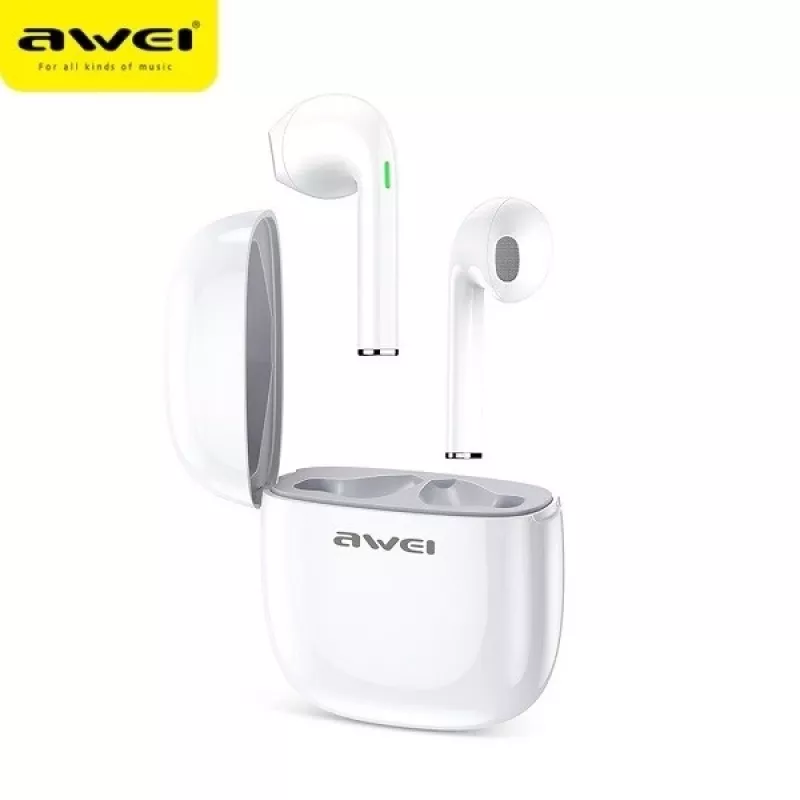 Auscultadores Awei T28 TWS com base de carregamento branco