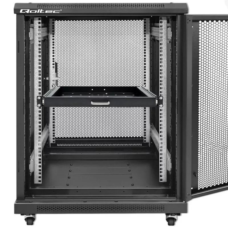 Qoltec 54509 prateleira deslizante de aço para rack, 600x600, preto
