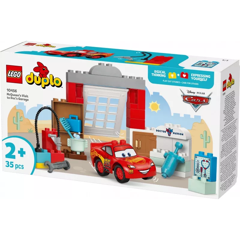 Brinquedo de construção LEGO DUPLO 10456 Visita do McQueen Disney à Oficina do Doc — 35 peças, para crianças a partir dos 2 anos, blocos grandes