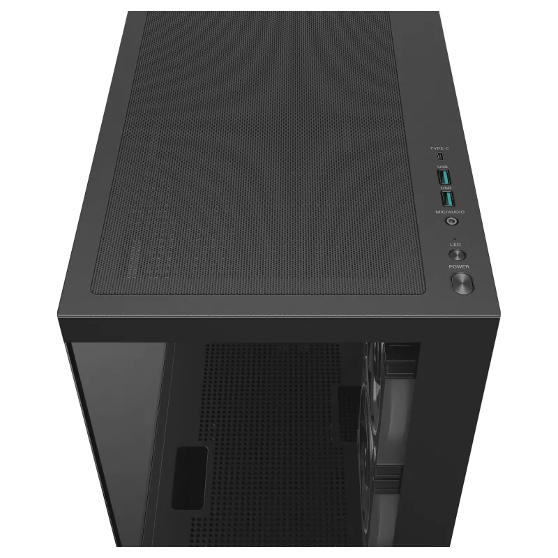Caixa PC Midi Tower DeepCool CG380 3F – preto, 235×437×451 mm, suporta 2x120 mm ventoinhas laterais + 1x120 mm traseira, fonte de alimentação em baixo, HDD 2,5 polegadas/3,5 polegadas