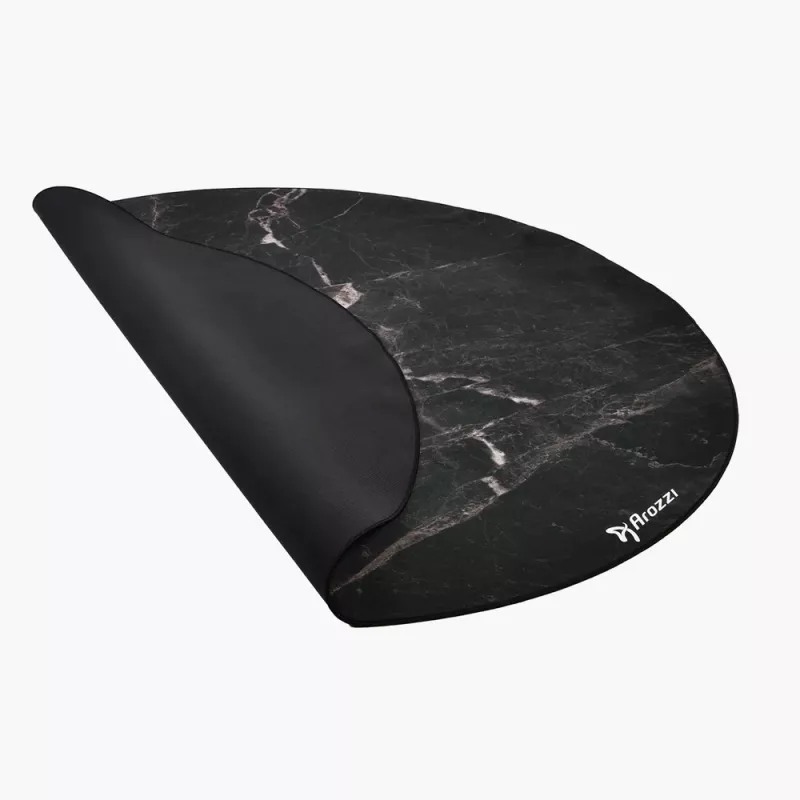 Tapete de proteção de chão para cadeiras Arozzi Zona Round Floor Pad – preto Marble, tapete de proteção redondo para pavimentos duros e alcatifados