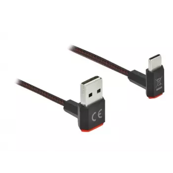 Cabo USB DeLOCK EASY-USB 2.0 ficha Type-A para ficha Type-C angular 0,2 m preto