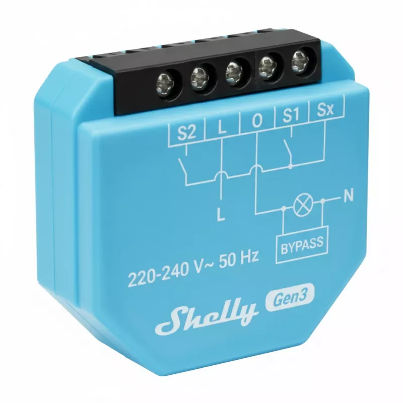 Shelly 2L Gen3 relé Wi-Fi de 2 canais sem fio neutro