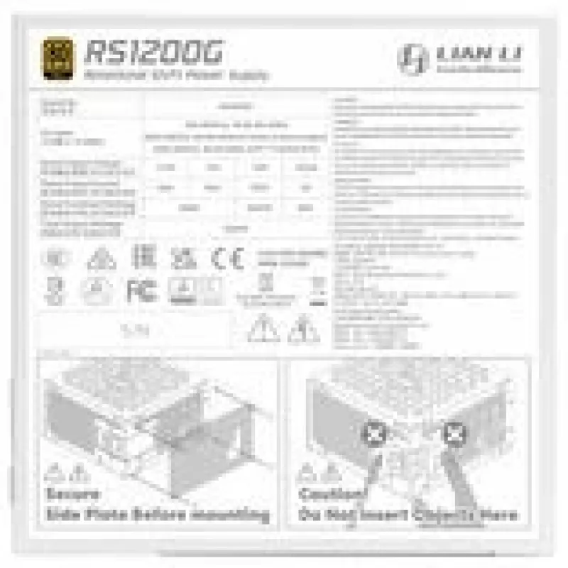 Fonte de alimentação Lian Li RS1200G 1200 W 20+4 pin ATX 80 PLUS Gold branco
