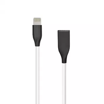 Cabo de silicone USB- Lightning, 2m (branco)