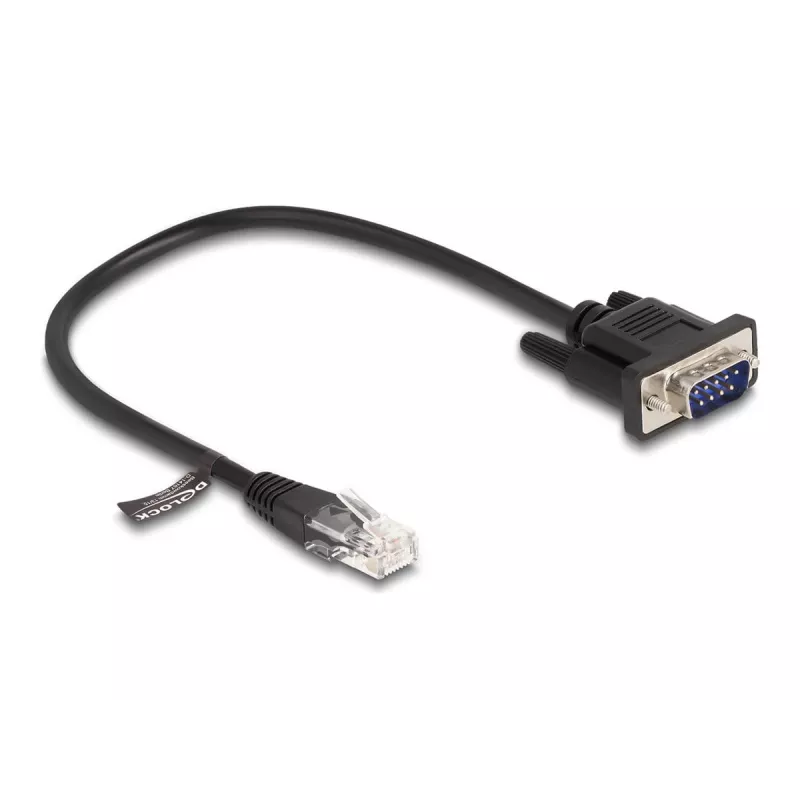 Delock cabo série RS-232, RJ45 macho para D-Sub 9 macho, 30 cm, preto