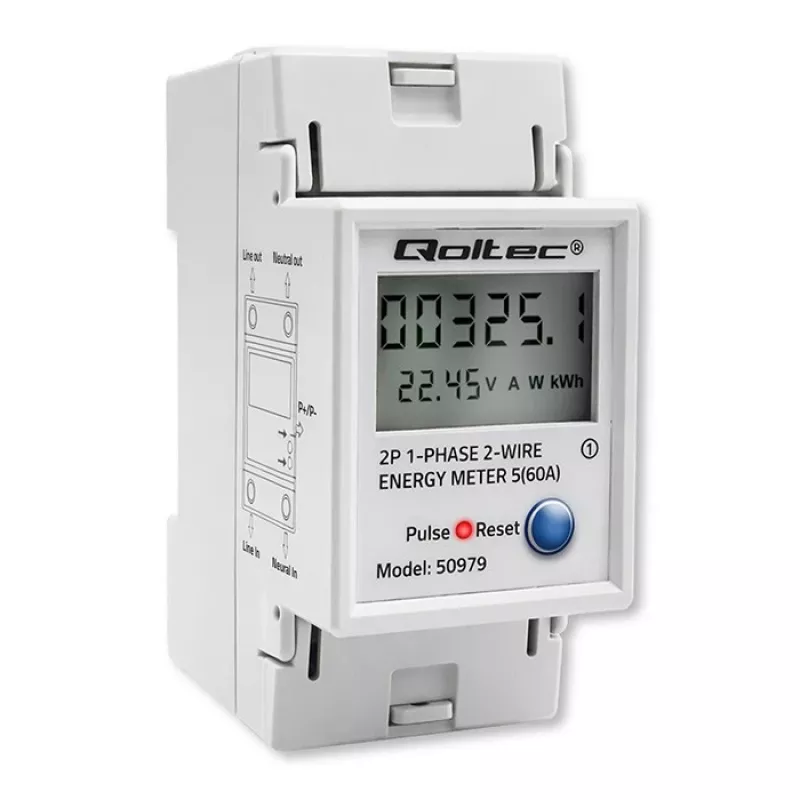 Contador de energia QOLTEC monofásico calha DIN 230V (MPN 50979)