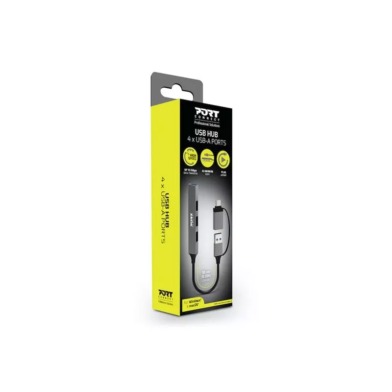 PORT CONNECT | HUB USB-C/USB-A 4 portas USB-A 3.0 5Gbps | 900160