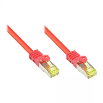 Cabo de rede RJ45 com cabo Cat.7 e proteção de alavanca de engate (RNS®), S/FTP, PiMF, isento de halogéneos, 600 MHz, OFC, vermelho, 50 m, Good Connections® (8070R-500R)