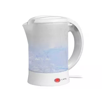 Chaleira elétrica LAFE LAFCZA45865, aço inoxidável, 0,6 L, 600 W, cinzento claro, tampa de bloqueio rebatível