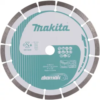 Disco de corte de diamante Makita D-80117 para corte, 230x22,23 mm