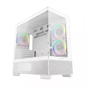 Caixa PC Midi Tower DeepCool CG380 3F WH — branco, 235×437×451 mm, suporta 2,5 polegadas/3,5 polegadas, fonte de alimentação em baixo, 3x ventoinhas 120 mm pré-instaladas