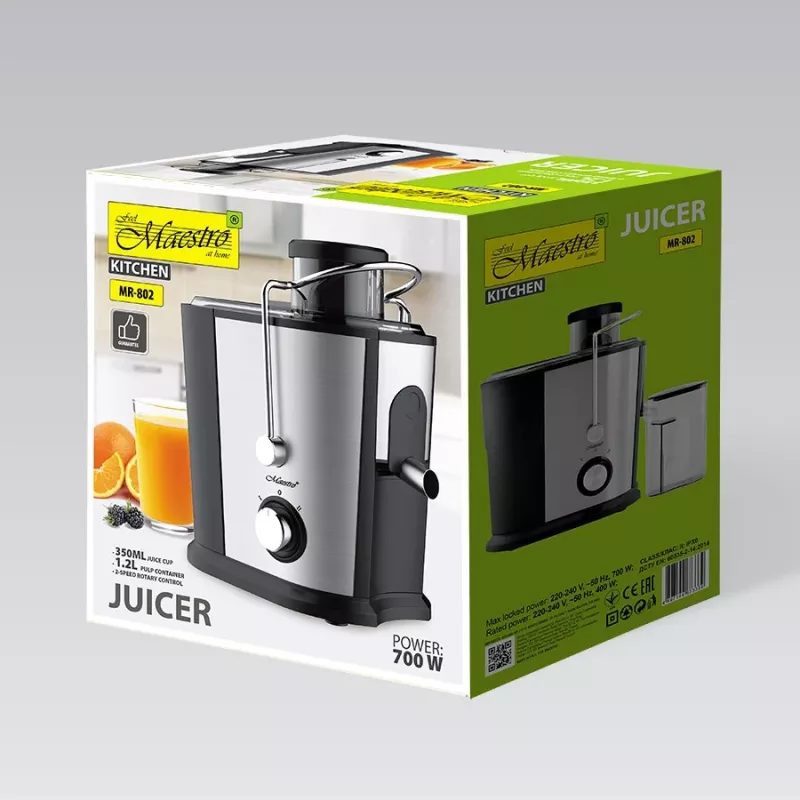 Maestro MR-802 centrifugadora de sumos, 700 W, preto/prateado