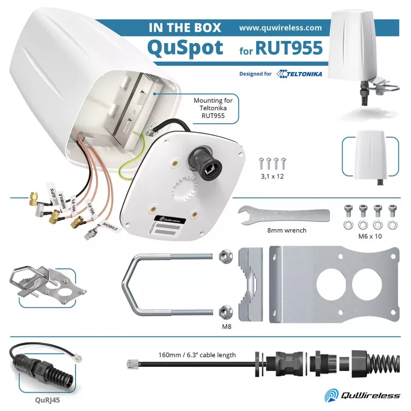 Antena omnidirecional QuWireless A955S 7 dBi