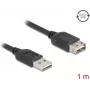 Cabo USB A para USB A DELOCK 81512 — USB 2.0, 1 m, preto, contactos dourados