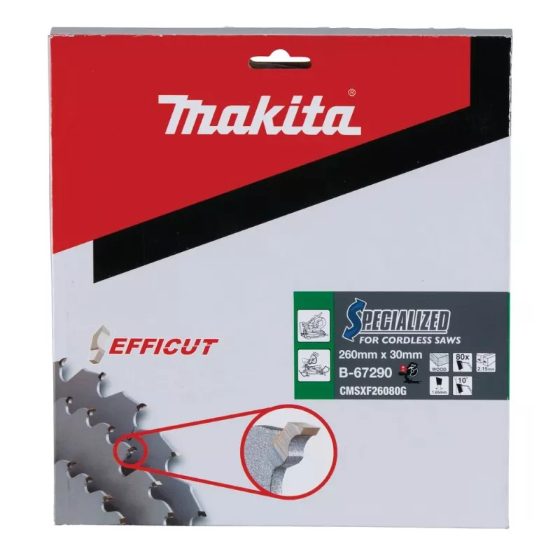 Lâmina de serra T.C.T. 260X2.15X30mm 10° T80 EFFICUT