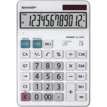 Calculadora Sharp EL-340W de secretária com visor, branca