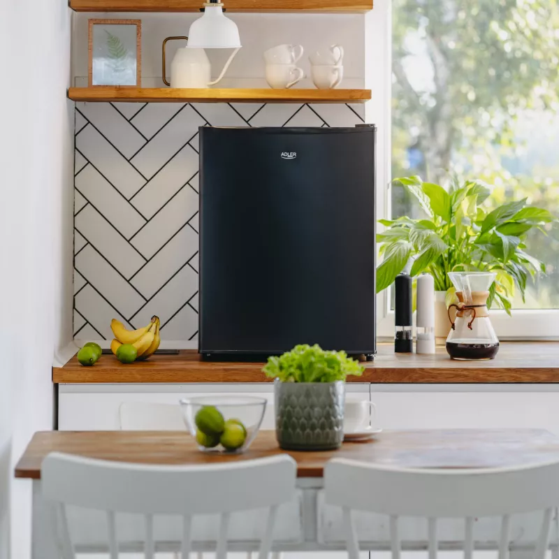 Adler frigorífico | AD 8097 | Classe de eficiência energética E | Independente | Frigorífico | Altura 63,2 cm | Capacidade líquida do compartimento de refrigeração 58 l | 39 dB | Preto
