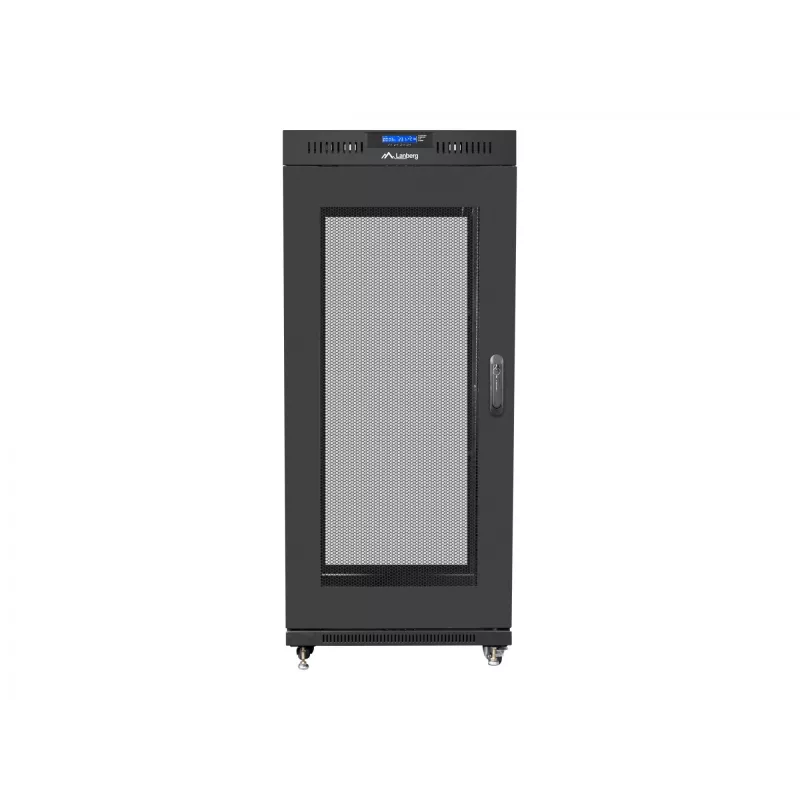 Armário rack 19 27U 600x800 preto, porta perfurada LCD (embalagem plana)
