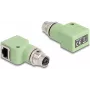 Delock 60684 adaptador M12 X-coded 8 pinos fêmea para RJ45 fêmea, Cat.5e, angular 90 graus, verde