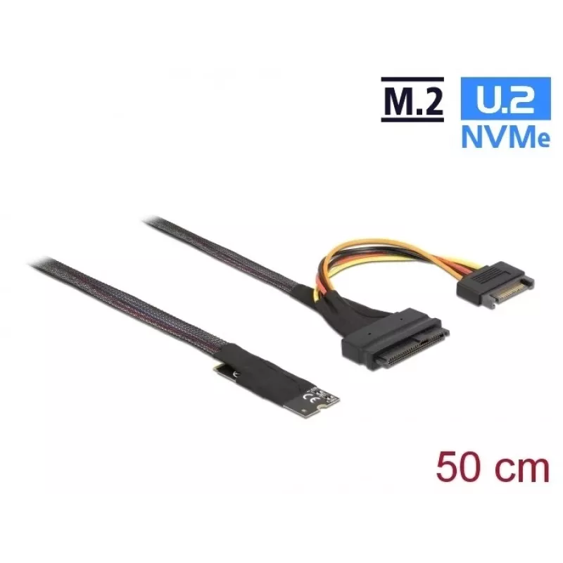 Adaptador DeLOCK M.2 Key M para U.2 SFF-8639 NVMe com cabo de 50 cm